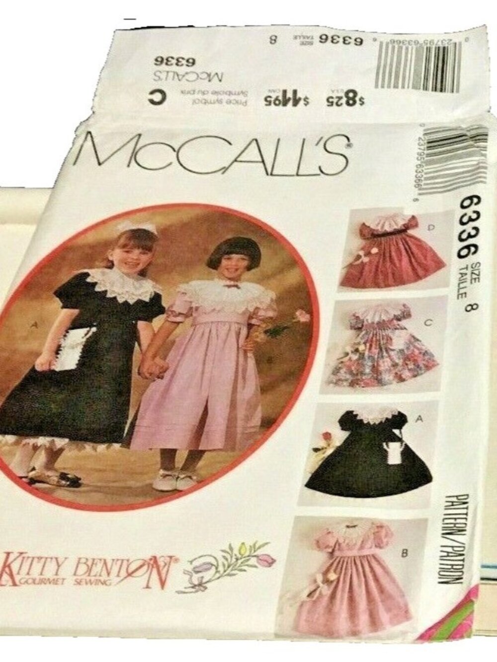 VTG Sewing Pattern McCalls 6336 Girls Dress Detach Colar Petticoat Bag Sz 8 U/C
